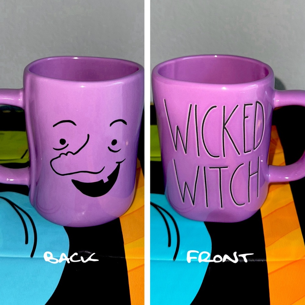 RAE DUNN WICKED WITCH DUAL SIDED PURPLE HALLOWEEN FARMHOUSE COFFEE MUG